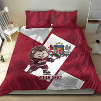 Latvia Hockey Custom Bedding Set Hedgehog Par Latviju!