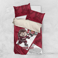 Latvia Hockey Custom Bedding Set Hedgehog Par Latviju!