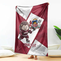 Latvia Hockey Custom Blanket Hedgehog Par Latviju!