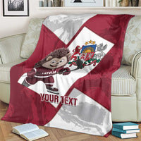 Latvia Hockey Custom Blanket Hedgehog Par Latviju!