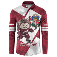 Latvia Hockey Custom Button Sweatshirt Hedgehog Par Latviju!