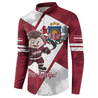 Latvia Hockey Custom Button Sweatshirt Hedgehog Par Latviju!