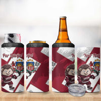 Latvia Hockey Custom 4 in 1 Can Cooler Tumbler Hedgehog Par Latviju!