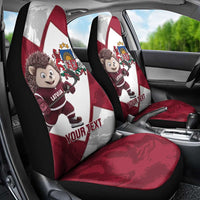 Latvia Hockey Custom Car Seat Cover Hedgehog Par Latviju!