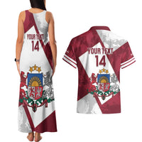 Latvia Hockey Custom Couples Matching Tank Maxi Dress and Hawaiian Shirt Hedgehog Par Latviju!