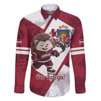 Latvia Hockey Custom Family Matching Off Shoulder Maxi Dress and Hawaiian Shirt Hedgehog Par Latviju!