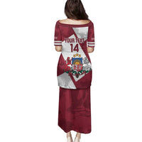 Latvia Hockey Custom Family Matching Puletasi and Hawaiian Shirt Hedgehog Par Latviju!