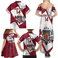 Latvia Hockey Custom Family Matching Summer Maxi Dress and Hawaiian Shirt Hedgehog Par Latviju!