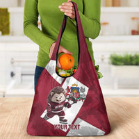Latvia Hockey Custom Grocery Bag Hedgehog Par Latviju!