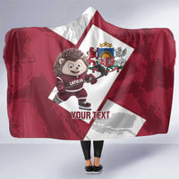 Latvia Hockey Custom Hooded Blanket Hedgehog Par Latviju!