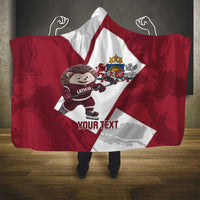 Latvia Hockey Custom Hooded Blanket Hedgehog Par Latviju!