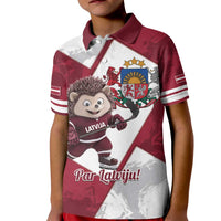 Latvia Hockey Custom Kid Polo Shirt Hedgehog Par Latviju!