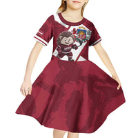 Latvia Hockey Custom Kid Short Sleeve Dress Hedgehog Par Latviju!