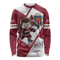 Latvia Hockey Custom Long Sleeve Shirt Hedgehog Par Latviju!