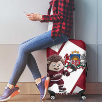 Latvia Hockey Custom Luggage Cover Hedgehog Par Latviju!