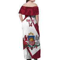 Latvia Hockey Custom Off Shoulder Maxi Dress Hedgehog Par Latviju!