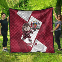 Latvia Hockey Custom Quilt Hedgehog Par Latviju!