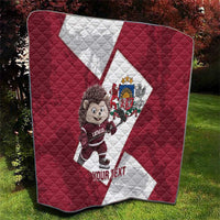 Latvia Hockey Custom Quilt Hedgehog Par Latviju!