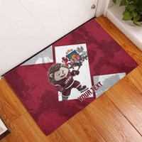 Latvia Hockey Custom Rubber Doormat Hedgehog Par Latviju!