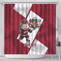 Latvia Hockey Custom Shower Curtain Hedgehog Par Latviju!
