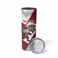 Latvia Hockey Custom Skinny Tumbler Hedgehog Par Latviju!