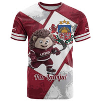 Latvia Hockey Custom T Shirt Hedgehog Par Latviju!