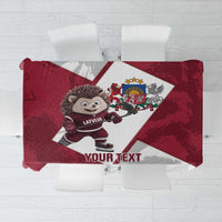 Latvia Hockey Custom Tablecloth Hedgehog Par Latviju!