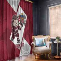 Latvia Hockey Custom Window Curtain Hedgehog Par Latviju!