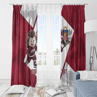 Latvia Hockey Custom Window Curtain Hedgehog Par Latviju!