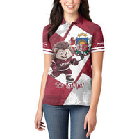 Latvia Hockey Custom Women Polo Shirt Hedgehog Par Latviju!