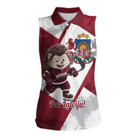 Latvia Hockey Custom Women Sleeveless Polo Shirt Hedgehog Par Latviju!