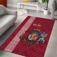 Personalised Latvia Area Rug Latvijas Republika Folk Pattern