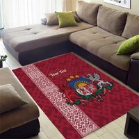 Personalised Latvia Area Rug Latvijas Republika Folk Pattern