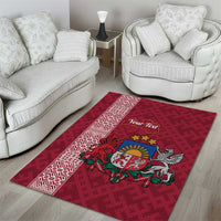 Personalised Latvia Area Rug Latvijas Republika Folk Pattern