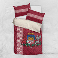 Personalised Latvia Bedding Set Latvijas Republika Folk Pattern