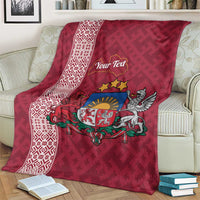 Personalised Latvia Blanket Latvijas Republika Folk Pattern