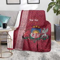 Personalised Latvia Blanket Latvijas Republika Folk Pattern