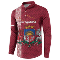 Personalised Latvia Button Sweatshirt Latvijas Republika Folk Pattern
