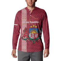Personalised Latvia Button Sweatshirt Latvijas Republika Folk Pattern