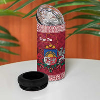 Personalised Latvia 4 in 1 Can Cooler Tumbler Latvijas Republika Folk Pattern