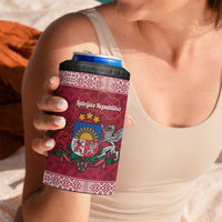 Personalised Latvia 4 in 1 Can Cooler Tumbler Latvijas Republika Folk Pattern