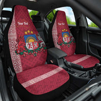 Personalised Latvia Car Seat Cover Latvijas Republika Folk Pattern