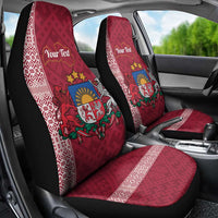 Personalised Latvia Car Seat Cover Latvijas Republika Folk Pattern
