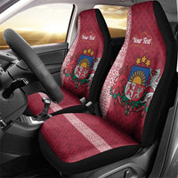 Personalised Latvia Car Seat Cover Latvijas Republika Folk Pattern