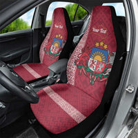Personalised Latvia Car Seat Cover Latvijas Republika Folk Pattern