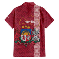 Personalised Latvia Family Matching Long Sleeve Bodycon Dress and Hawaiian Shirt Latvijas Republika Folk Pattern