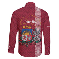 Personalised Latvia Family Matching Long Sleeve Bodycon Dress and Hawaiian Shirt Latvijas Republika Folk Pattern