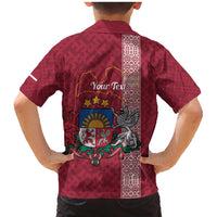 Personalised Latvia Family Matching Mermaid Dress and Hawaiian Shirt Latvijas Republika Folk Pattern