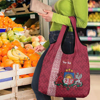 Personalised Latvia Grocery Bag Latvijas Republika Folk Pattern