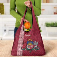 Personalised Latvia Grocery Bag Latvijas Republika Folk Pattern